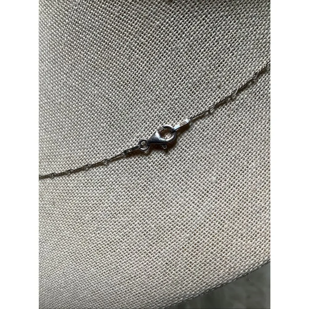925 Sterling Silver Italian Turquoise Sea Glass Pendant Necklace Coastal E20-18